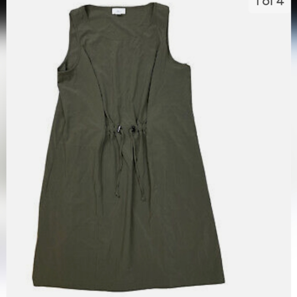 J. Jill Fit Women Dress Olive Green 2X Sleeveless Two Pockets